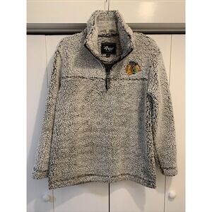 Womens‎ G-III 4Her by Carl Banks Gray CHICAGO BLACKHAWKS Sherpa 1/4 Zip Jacket S